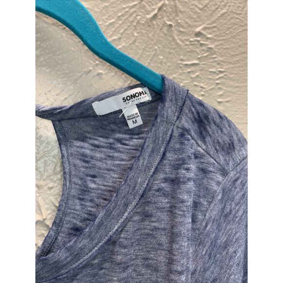 Sonoma Women's Blue Size Medium T-shirt Cutout Back Shark Bite Raw Hem - Picture 2 of 5